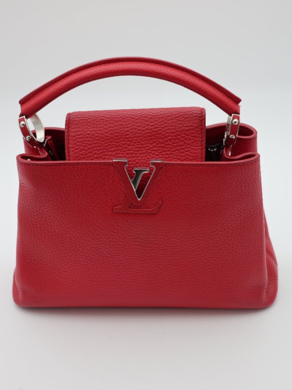 Louis Vuitton Capucines BB Bag In Scarlet Red Taurillon With Silver-tone Hardwar